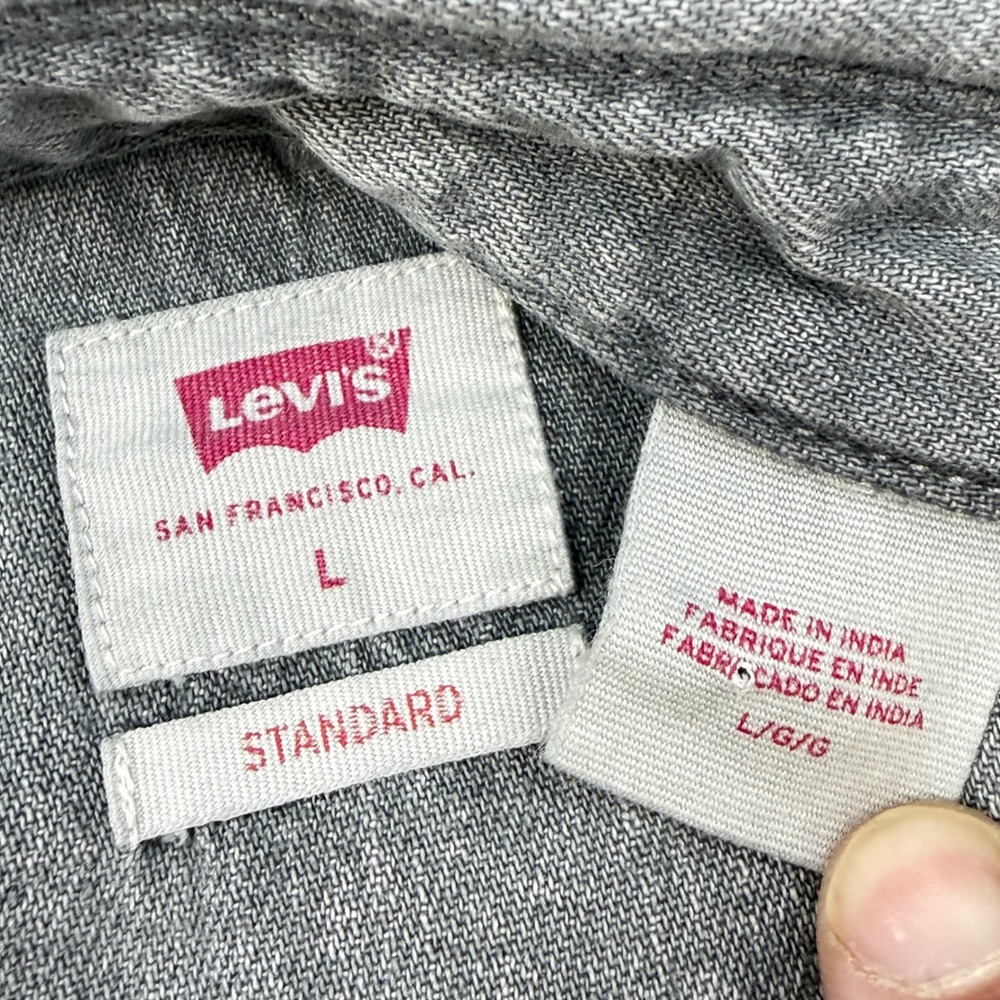 Levis Mens Large Grey Denim Pearl Snap Western Shirt Classic Standard 85745-0111 - Picture 6 of 6